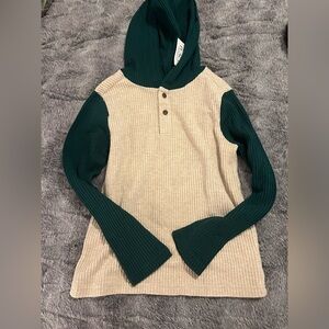 The Children's Place Green and Beige Hooded Shirt